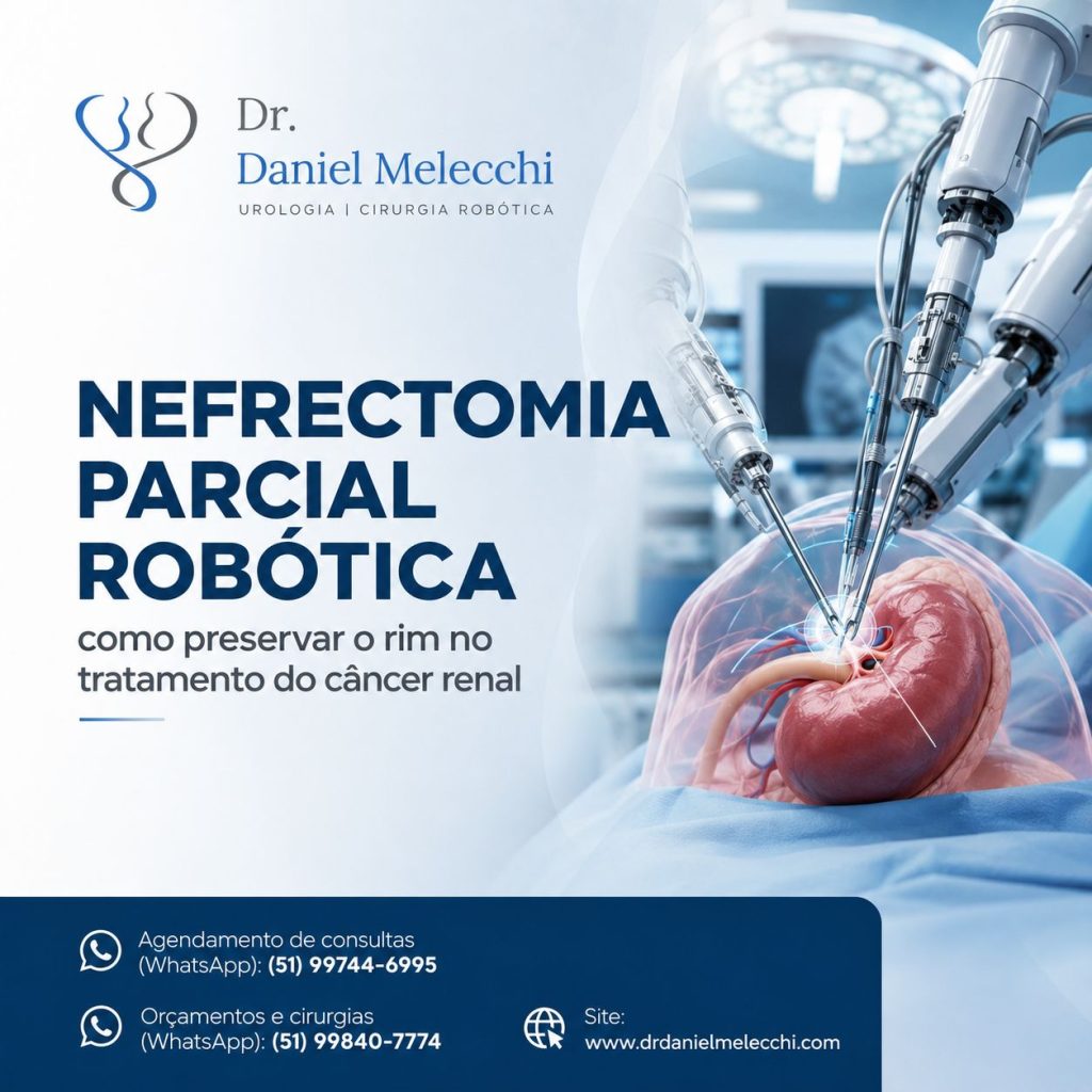 a nefrectomia parcial robótica pode ser uma alternativa cirúrgica que busca retirar o tumor preservando a maior quantidade possível de tecido renal saudável.