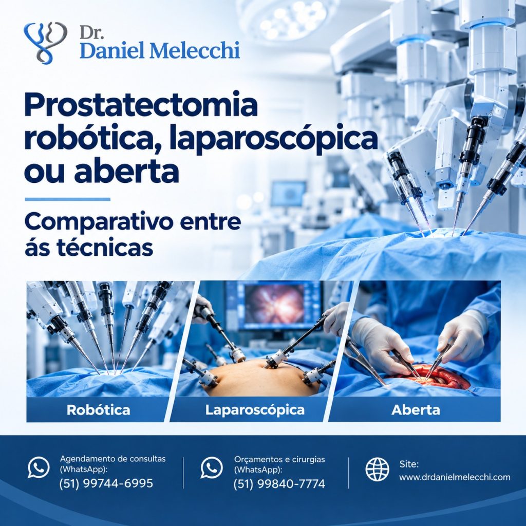 Mas qual é a diferença entre elas? A prostatectomia robótica é realmente melhor? A cirurgia aberta ainda tem espaço? E a laparoscopia?